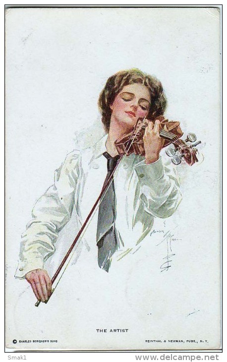 AK KÜNSTLEKARTEN SIGNIERT :  HARRISON FISCHER : " THE ARTIST "  No.108. Schöne Junge Mädchen OLD POSTKARTE 1913 - Fisher, Harrison