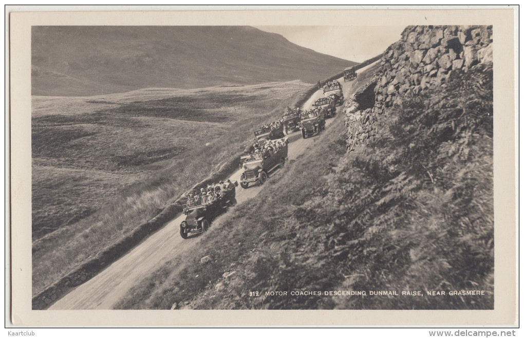 Grasmere: 7x  CHARABANC / Oldtimer Autobus/Coach - Motor Coaches Descending Dunmail Raise  -  (Cumbria) - U.K. - Busse & Reisebusse