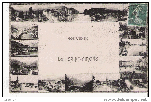 SOUVENIR DE SAINT GIRONS (CARTE FANTAISIE SOUVENIR PLUSIEURS VUES)  1924 - Varilhes