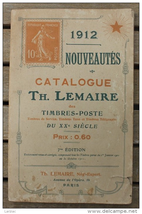 Catalogue Th.Lemaire Nouveautés 1912 7ème édition - Catalogues For Auction Houses