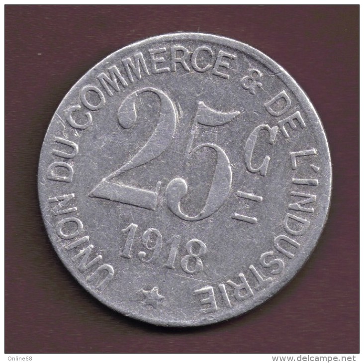 JETON DE NECESSITE - 25 Centimes 1918 SYNDICATS COMMERCIAUX ST-GERMAIN-EN-LAYE - Monetary / Of Necessity