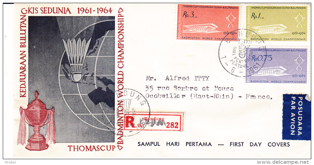 INDONESIE, Badmington 1961, Serie Fdc - Badminton