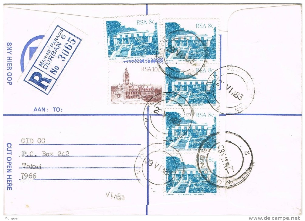 8018. Carta Certificada DURBAN (South Africa) RSA 1983 - Cartas & Documentos