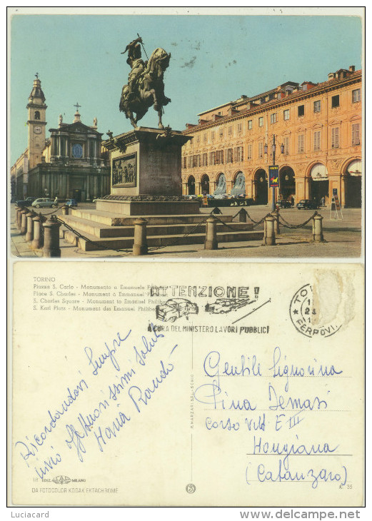 TORINO -PIAZZA S.CARLO E MONUMENTO - Orte & Plätze