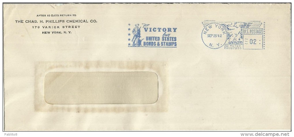 UNITED STATES STATI UNITI USA NEW YORK 25 SEP 1942 THE CHAS H. PHILLIPS CHEMICAL CO. COVER - Autres & Non Classés