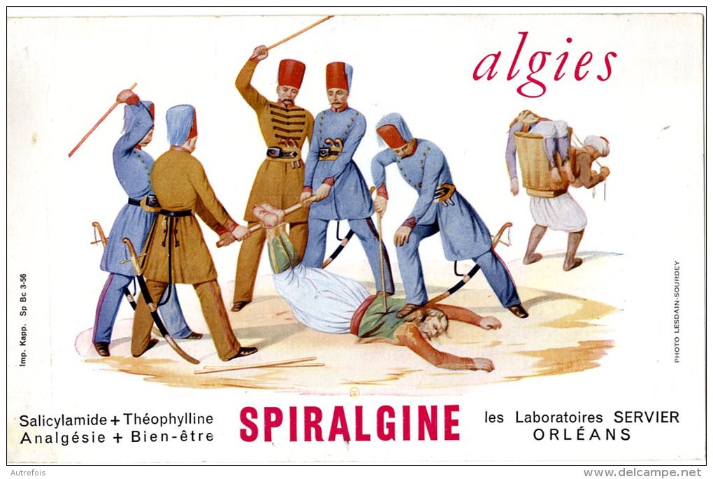 BUVARD  -  SPIRALGINE  -  ALGIES  -  LABORATOIRES SERVIER ORLEANS  -  DIM / 21 X 13 CM - Produits Pharmaceutiques