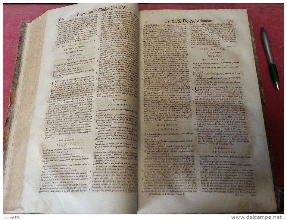 Livre Johannis BRUNNEMANNI Jurisconsulti Commentarius In CODICEM Justinianeum Duobus Tomis Divifus 1775 - 1701-1800