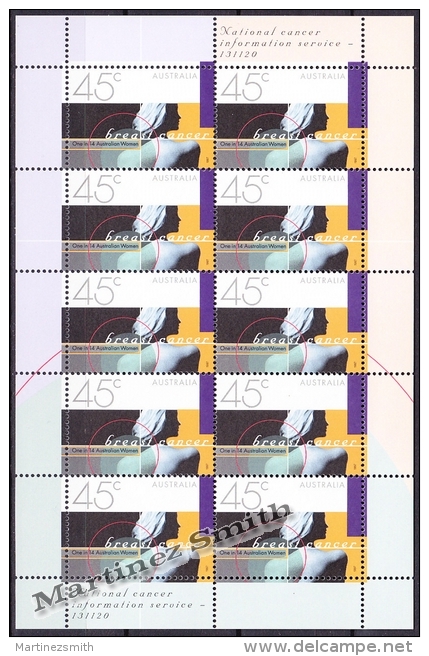 Australie - Australia 1997 Yvert 1623, Breast Cancer Campaign - Sheetlet - MNH - Sheets, Plate Blocks &  Multiples