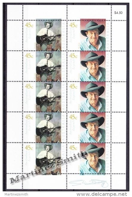 Australie - Australia 2000 Yvert 1911-12, National Day, Slim Dusty Singer - Sheetlet - MNH - Fogli Completi