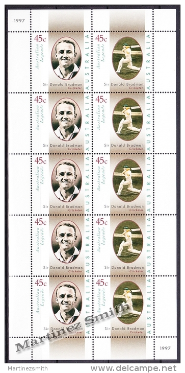 Australie - Australia 1997 Yvert 1575-76, Australian Celebrity (I) Sir Donald Bradman, Cricket - Sheetlet - MNH - Sheets, Plate Blocks &  Multiples