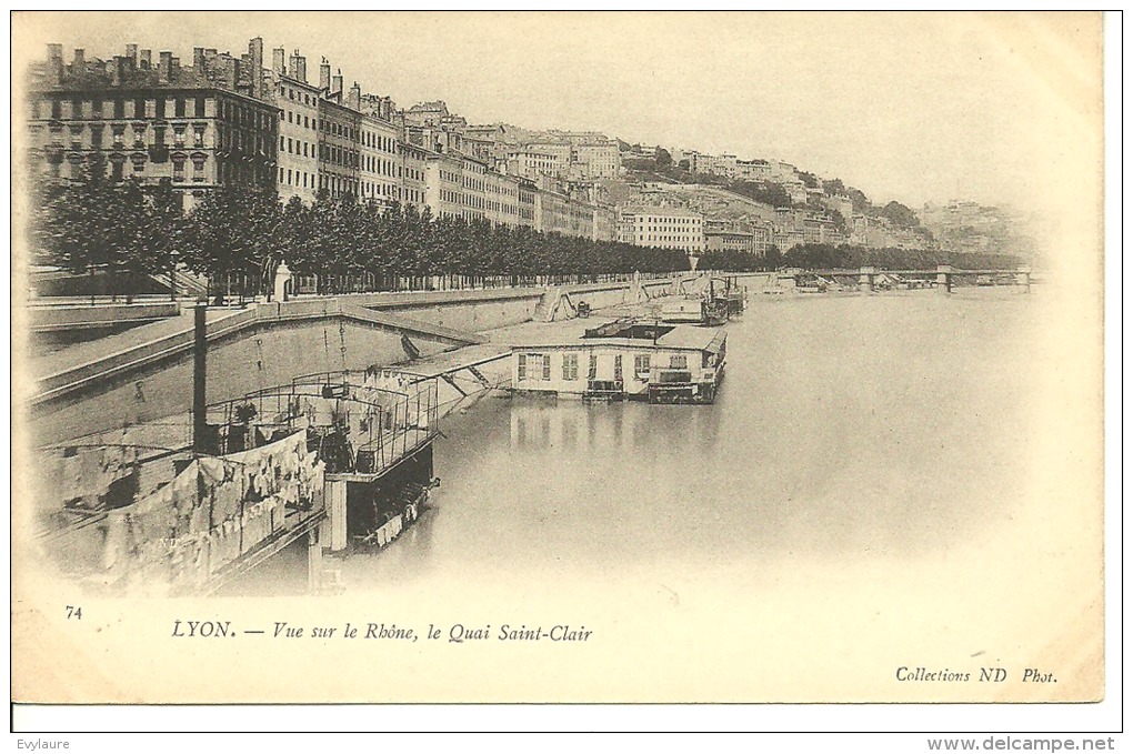 LYON.....vue Sur Le Rhône, Le Quai Saint Clair...années 10/20???...14 X 9 - Altri & Non Classificati