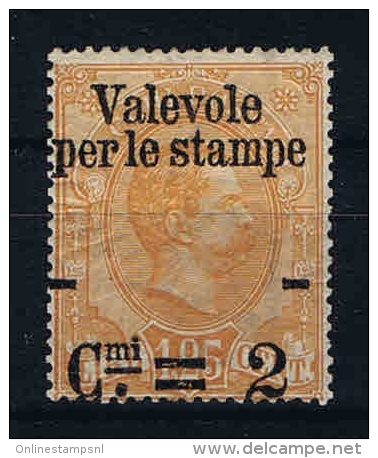 Italy: 1890 Soprastampata &ldquo;Valevole Per Le Stampe&rdquo;, Sass. N. 54 Mi 65 MH/* - Ungebraucht