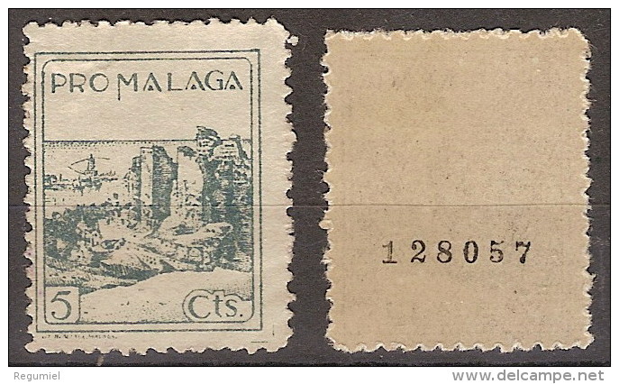 Locales Malaga Galvez 424 ** Ruinas De Gibralfaro. Numeracion Pequeña Al Dorso - Viñetas De La Guerra Civil
