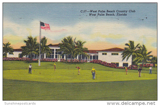 Florida West Palm Beach Country Club Putting Green 1959 Curteich - West Palm Beach