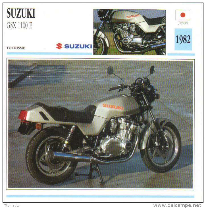 Fiche Moto  -  Suzuki GSX 1100E  -  1982  -  Carte De Collection - Motorfietsen