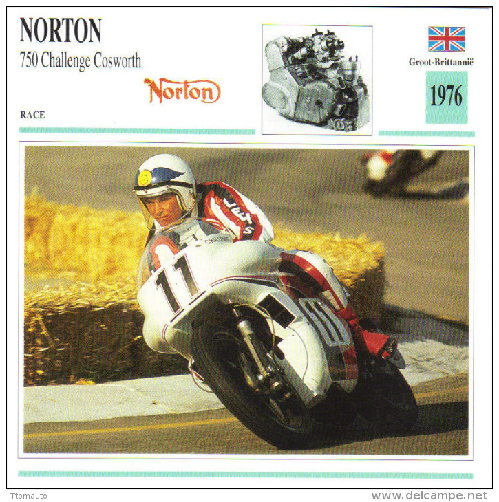 Fiche Moto  -  Norton 750cc Challenge CosworthCourse  -  Dave Croxford  -  1976  -  Carte De Collection - Motorfietsen