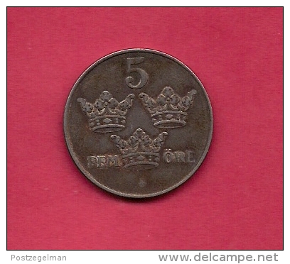 SWEDEN,  1949, Circulated Coin XF , 5 Ore,  Iron , KM 812, C2047 - Svezia