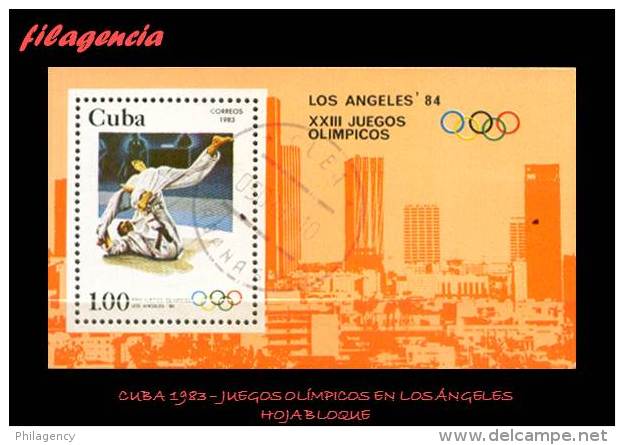 USADOS. CUBA. 1983-03 JUEGOS OLÍMPICOS EN LOS ÁNGELES. HOJA BLOQUE - Oblitérés