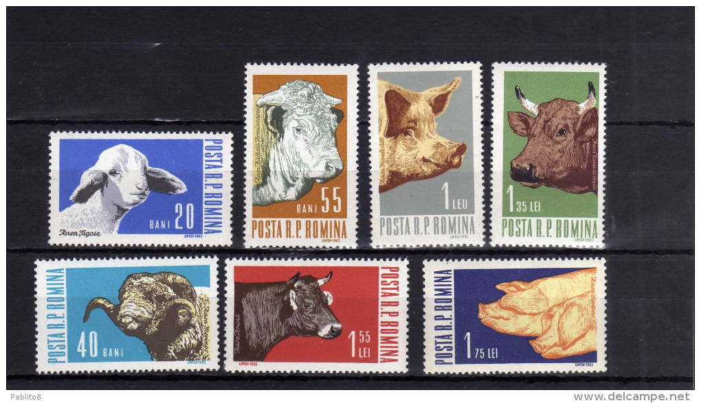 ROMANIA  POSTA ROMANA 1957 FAUNA FARM ANIMALS COMPLETE SET ANIMALI FATTORIA SERIE COMPLETA MNH - Neufs