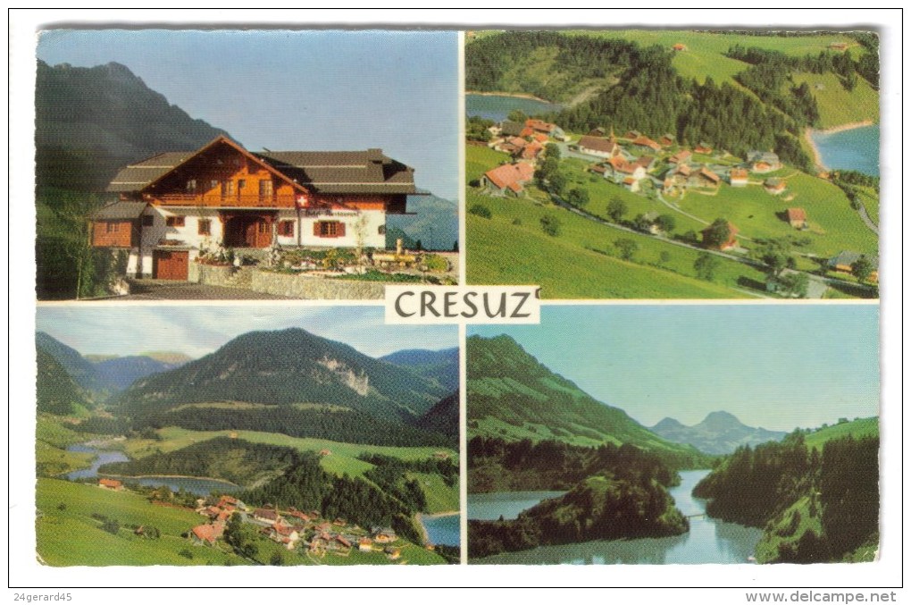 CPSM CRESUZ (Suisse-Fribourg) - Le Vieux Chalet Vallée De Jogne Et Lac De Montsalvens : 4 Vues - Crésuz