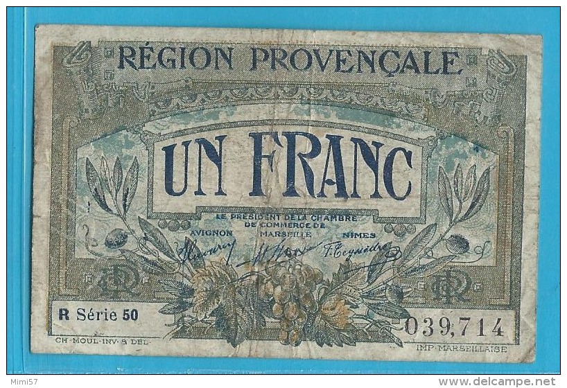 1 Franc Région Provençale - 1922 / R Série 50 - Bons & Nécessité