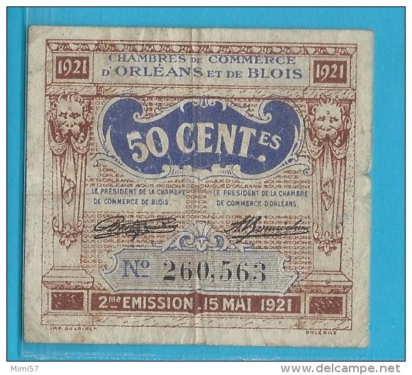 50 Centimes Chambre De Commerce D' Orléans Et De Blois - 1921 - Handelskammer