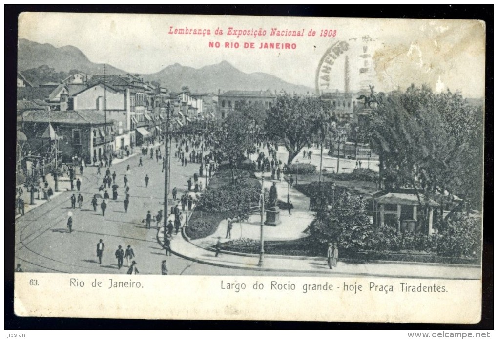 Cpa  Du Brésil Rio De Janeiro  Largo Do Rocio Grande Hoje Praça Tiradentes - Lembraça Da Exposiçao Nacional 1908    AVR9 - Rio De Janeiro