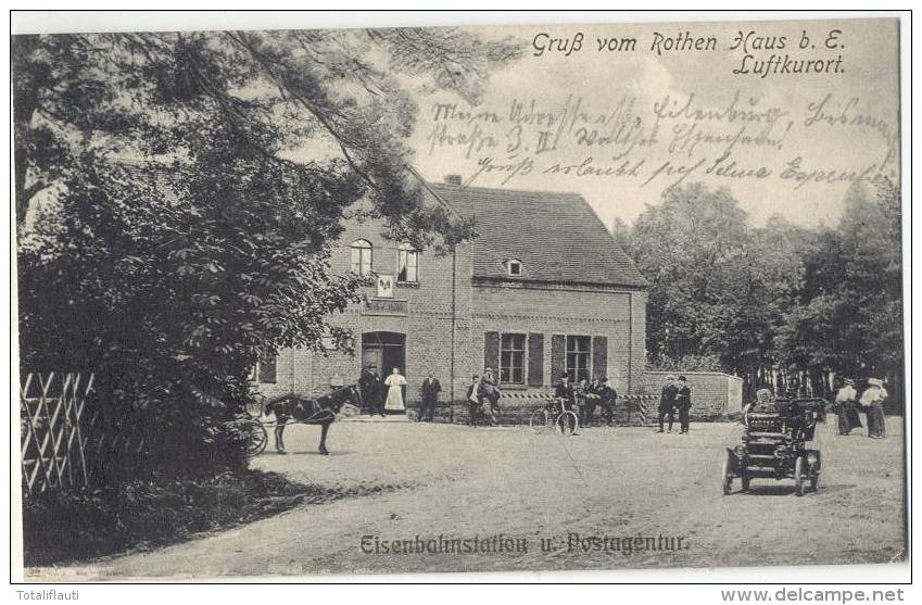 Gruß Vom Rothen Haus Bei Eilenburg Eisenbahn Station U Postagentur Oldtimer 18.8.1912 Gelaufen - Eilenburg