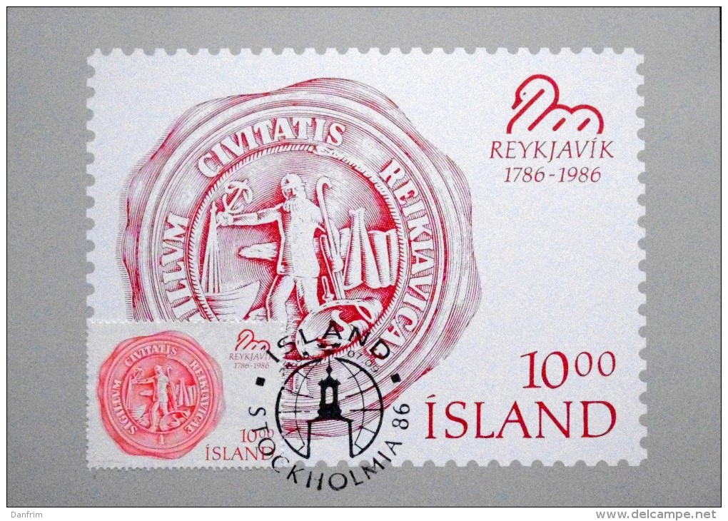 Iceland 1986    Special Cancel Cards Stockholmia 86 MiNr.654 ( Lot 3056 ) - Cartas & Documentos