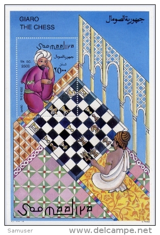 Echecs Bloc Neuf Somalie 1996 Histoire Chess Sheet MNH Somalia - Echecs