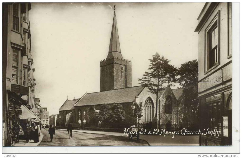 DYFED - TENBY - HIGH ST & ST MARY'S CHURCH - ANIMATED RP Dyf40 - Carmarthenshire