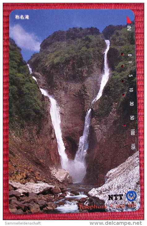Telefonkarte Asien Japan NTT Landschaft Berge Wasserfall Telephone Card 1991 - Gebirgslandschaften