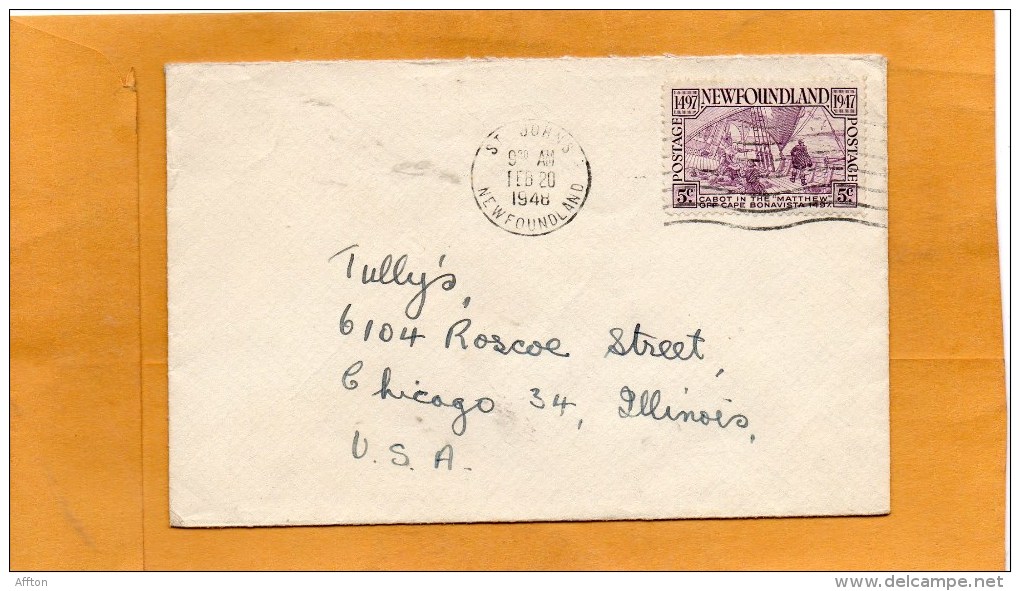 Newfoundland 1948 Cover Mailed To USA - 1908-1947
