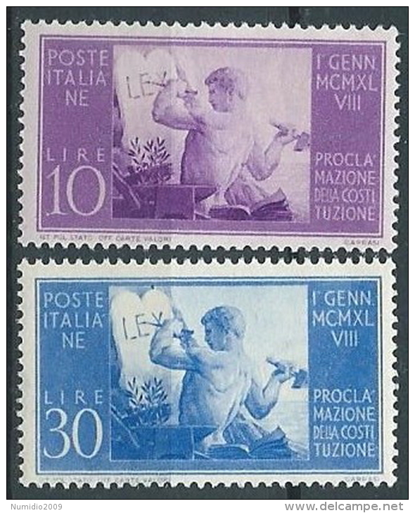 1948 ITALIA COSTITUZIONE MNH ** - JU009-5 - 1946-60: Nuovi