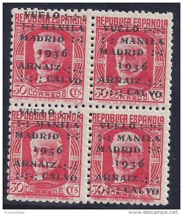 ESPAÑA 1936 - Edifil #741 - MNH ** Bloque De 4 - Nuevos