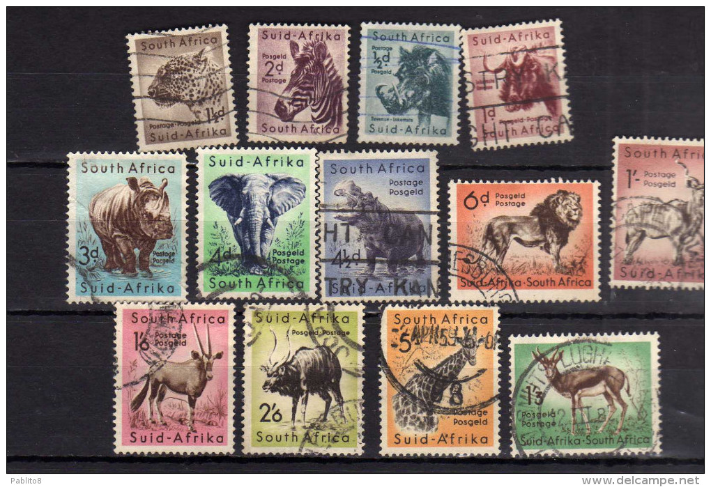 SUD SOUTH AFRICA RSA AFRIQUE 1954 FAUNA ANIMALS  ANIMALI USED USATI - Unused Stamps