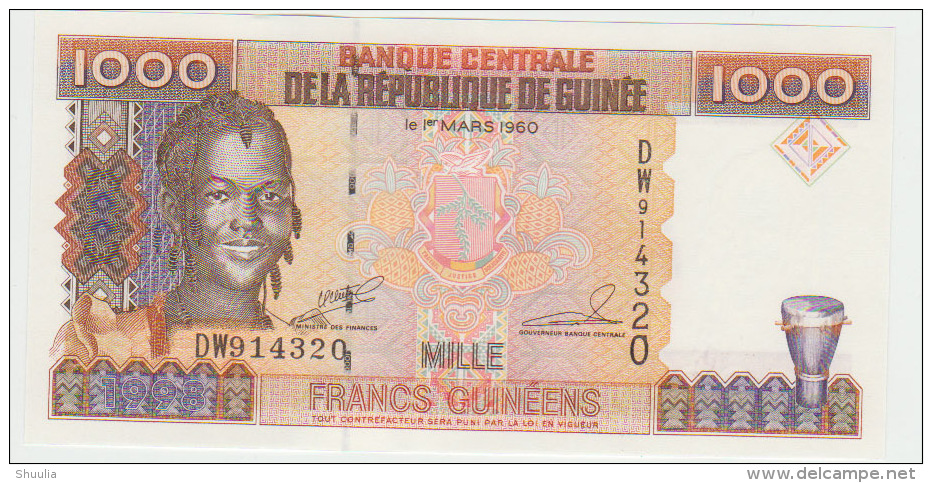 Guinea 1000 Francs 1998 Pick 37 UNC - Guinea