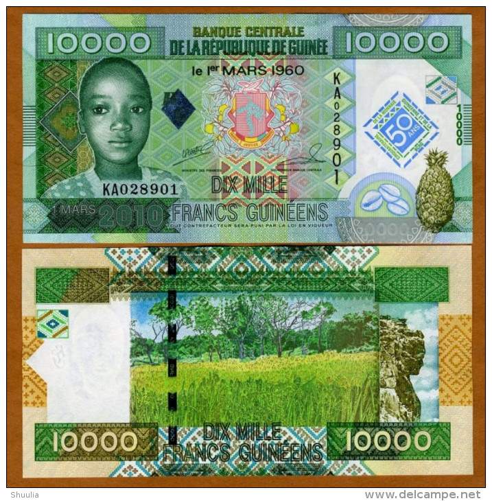 Guinea 10000 Francs 2010 Pick 45 UNC - Guinée