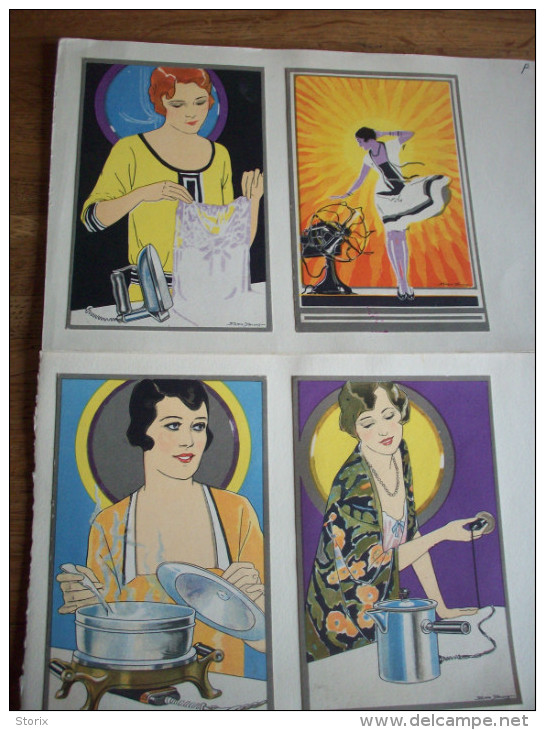 TRES TRES RARE ET BEAU LOT DE 4 CARTES POSTALES COLORISEES ART DECO SIGNEE PAR STERNE STEVENS- - Autres & Non Classés