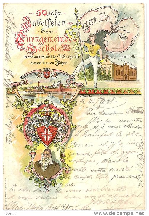 GERMANIA -  HESSEN  - HOECHST  - Turngemeinde - 50 Jahr Jubileum - Litho 1898 - Hoechst