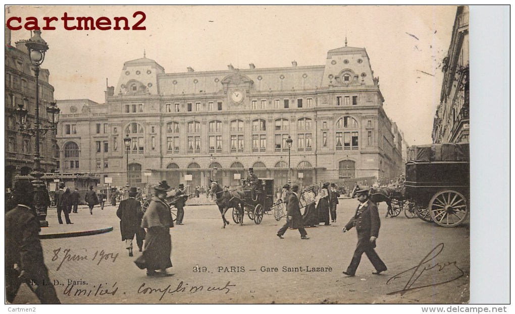 PARIS LA GARE SAINT-LAZARE ANIMEE 1900 - Distretto: 08