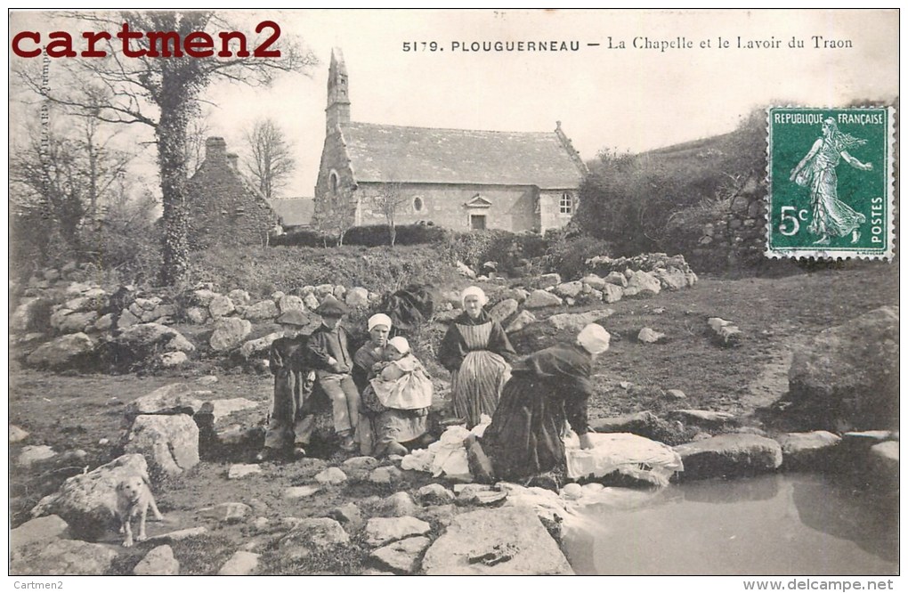 PLOUGUERNEAU LA CHAPELLE ET LE LAVOIR DU TRAON LAVANDIERE LESSIVEUSE 29 FINISTERE - Plouguerneau