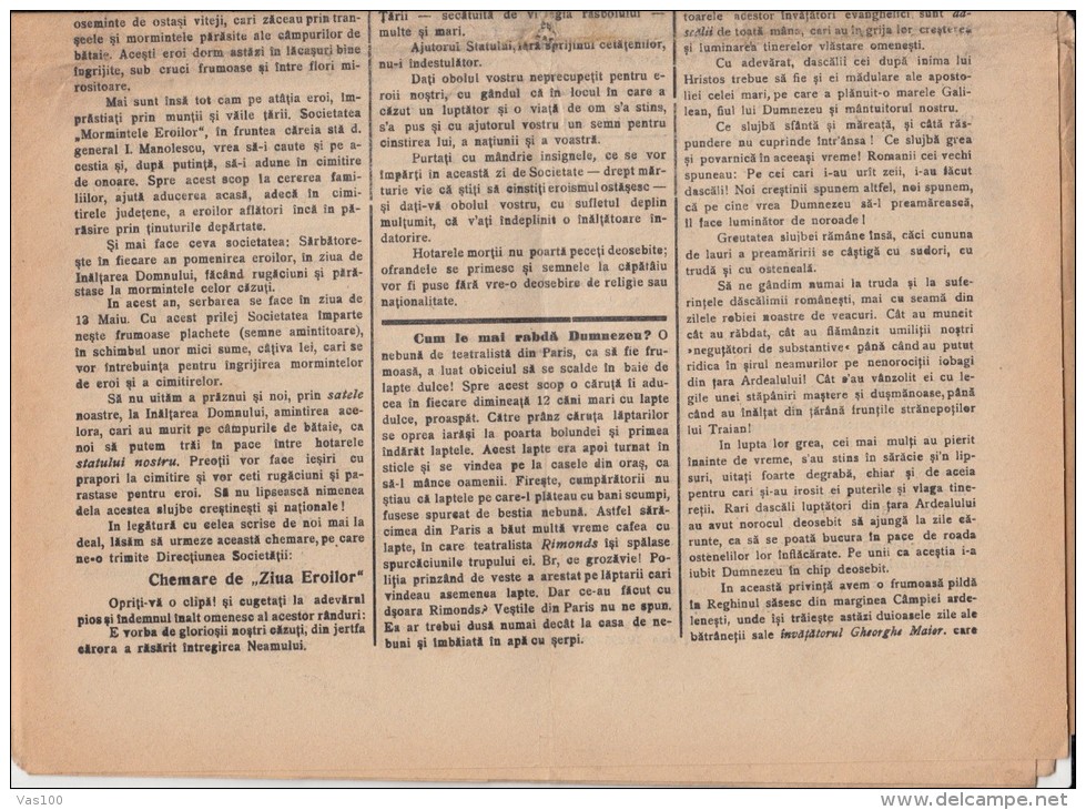 UNIREA POPORULUI NEWSPAPER, WEEKLY NEWSPAPER, KING FERDINAND STAMPS, 1926, ROMANIA - Autres & Non Classés