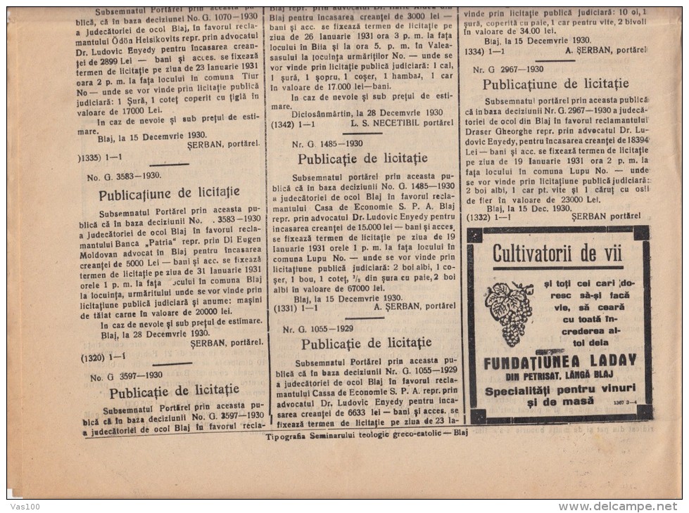 UNIREA POPORULUI NEWSPAPER, WEEKLY CHURCH NEWSPAPER, KING MICHAEL STAMPS, 1931, ROMANIA - Other & Unclassified