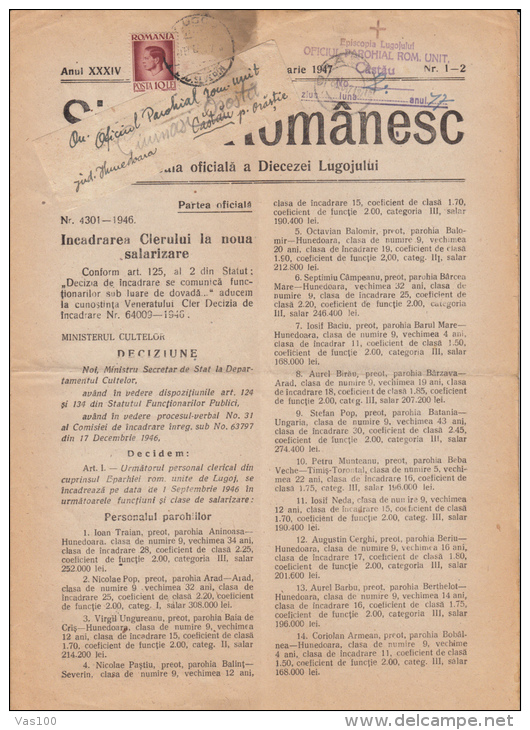 SIONUL ROMANESC NEWSPAPER, CHURCH NEWSPAPER, KING MICHAEL STAMPS, 1946, ROMANIA - Other & Unclassified