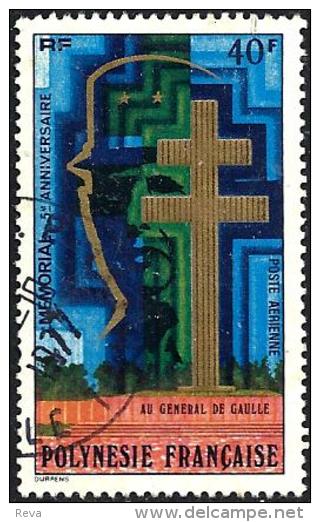 POLYNESIE FRANCAISE DE GAULLE 5T ANNIVERSARY OF DEATH  40 FR STAMP ISSUED 1972(?) SG? USED READ DESCRIPTION !! - Oblitérés