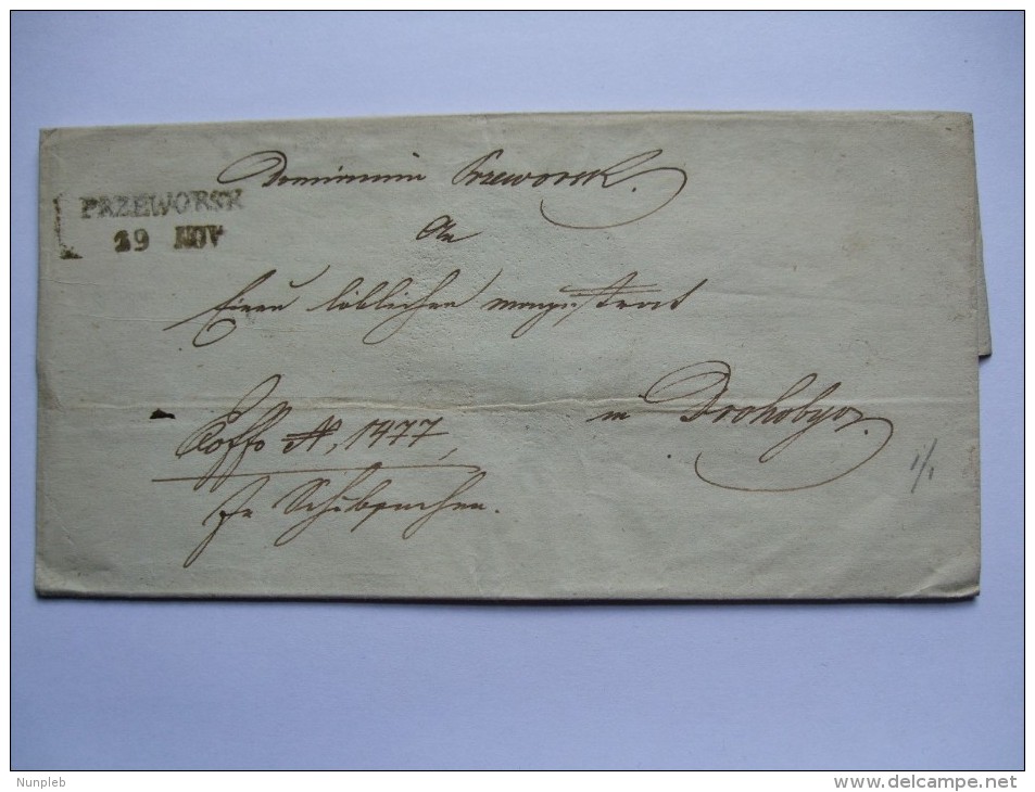 AUSTRIA POLAND 1844 WRAPPER WITH CLEAR PRZEWORSK AND DROHOBICZ UKRAINE MARKS - ...-1850 Prefilatelia