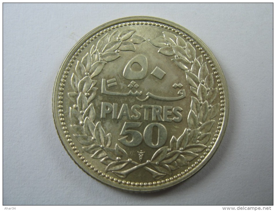 LEBANON  LIBAN 50  PIASTRE PIASTRES  1952 SILVER   COIN GRADE CHOICE  BU SEE PICTURE  LOT 15  NUM 10 - Liban