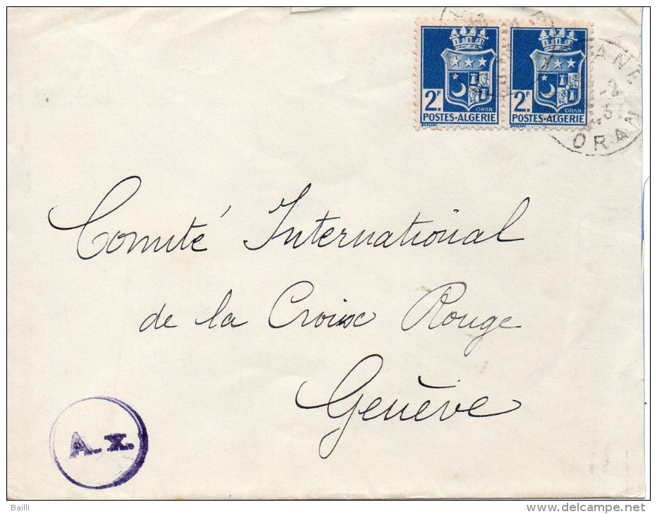 ALGERIE LETTRE CENSUREE POUR LA SUISSE 1943 - Storia Postale