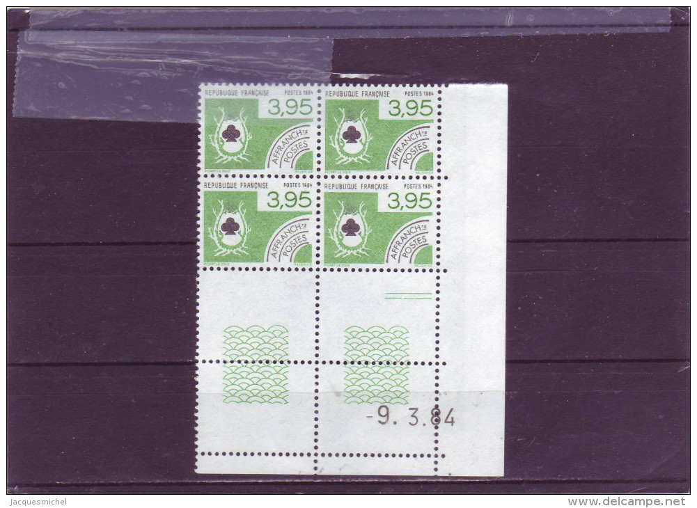 N° 185 -PREO - 3,95 - TREFLE - Cartes à Jouer - 9.03.1984 - (2 Traits) - Voorafgestempeld